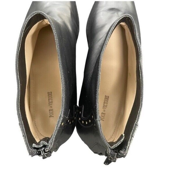 POUR LA VICTOIRE Bootie Janna Black Leather Ankle Zipper Square Studded Size 10 - Picture 8 of 13